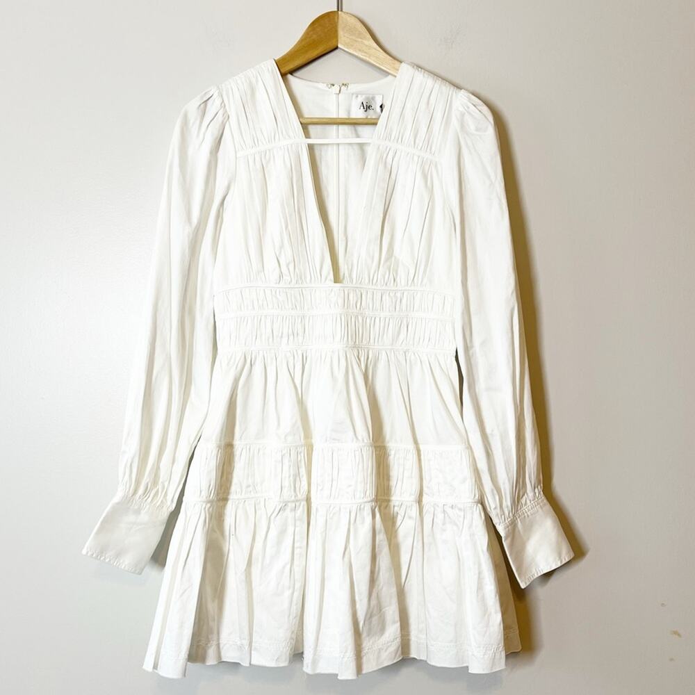 Aje Fallingwater Gathered Mini Dress Ivory Size 4 NWT - Picture 3 of 14